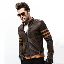 Load image into Gallery viewer, High-end brand men's zipper leather jacket Wolverine casual PU leather locomotive coat Logan bomber jacket slim coat size M-5XL