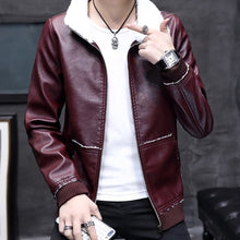 Load image into Gallery viewer, 2019 Explosion Models Short Cotton Coat Leather One Men's Cotton Coat Men's Leather PU Leather Jacket Men's Plus Velvet Jacket